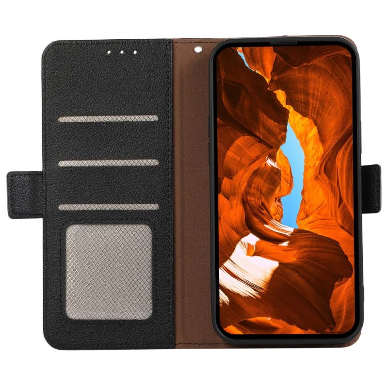 Folio Deksel Poco X7 Pro 5g Litchi-imitasjonsskinn Abeel