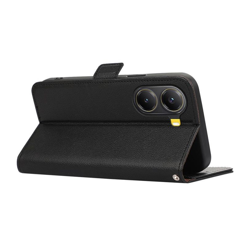 Folio Deksel Poco X7 Pro 5g Litchi-imitasjonsskinn Abeel