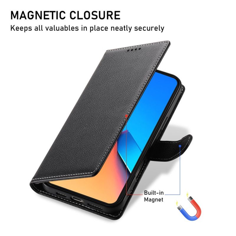 Folio Deksel Poco X7 Pro 5g Litchi-skinnstil