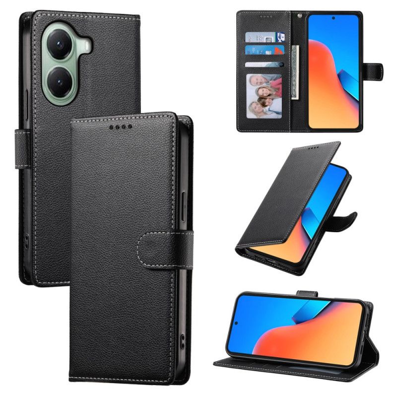 Folio Deksel Poco X7 Pro 5g Litchi-skinnstil