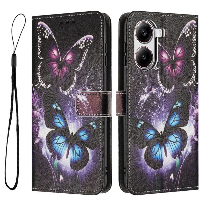 Folio Deksel Poco X7 Pro 5g To Sommerfugler Beskyttelse Deksel