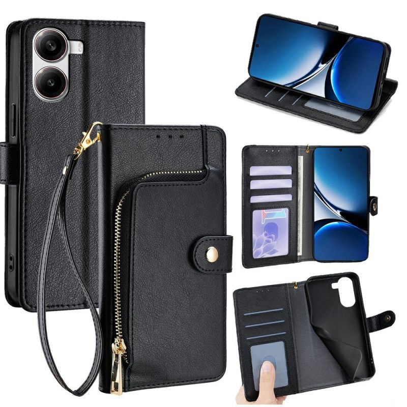 Folio Deksel Til Poco X7 Pro 5g Myntpung Og Lommebok Med Stropp