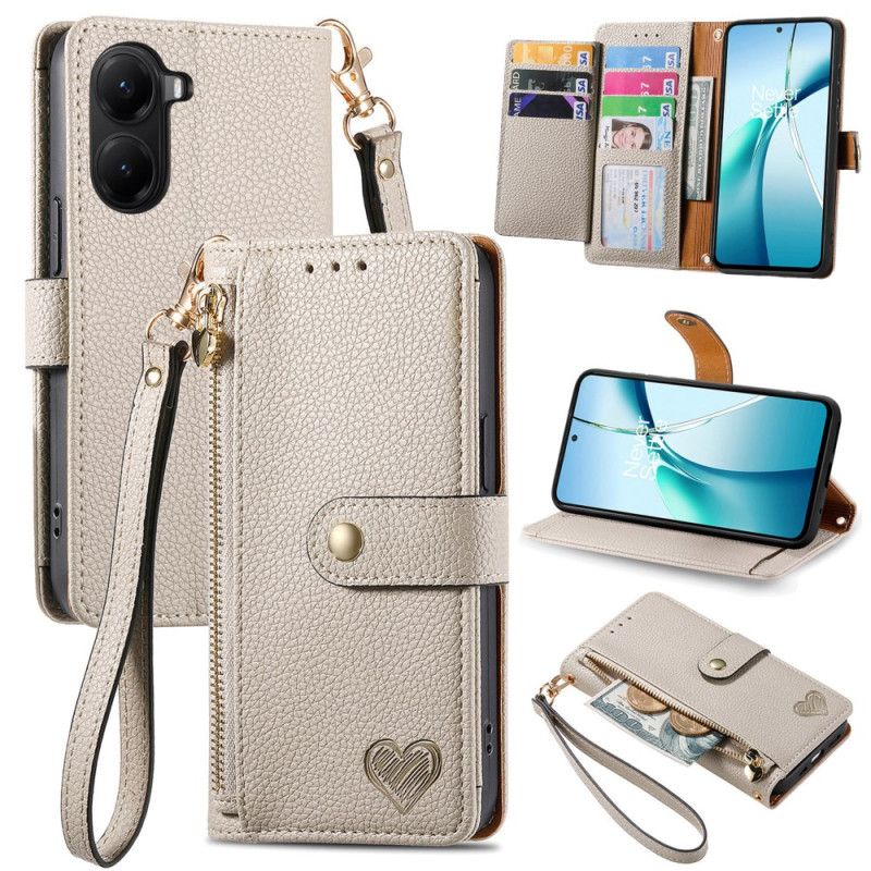 Lærdeksel Folio Deksel Poco X7 Pro 5g Mobildeksel Rfid-beskyttelseshjertedesign