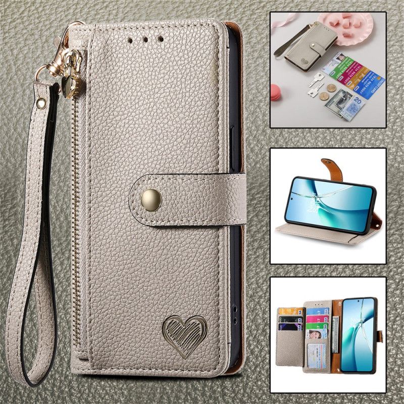 Lærdeksel Folio Deksel Poco X7 Pro 5g Mobildeksel Rfid-beskyttelseshjertedesign