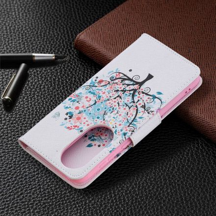 Lærdeksel Til Huawei P50 Blomstret Tre