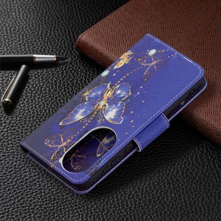 Lærdeksel Til Huawei P50 Sommerfugler Om Natten