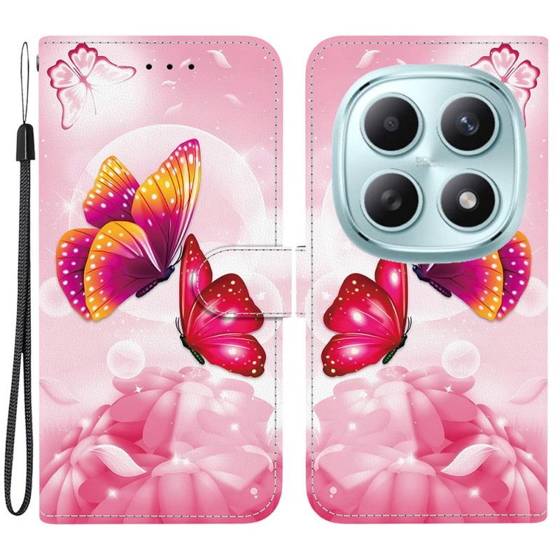 Folio Deksel Til Xiaomi Redmi Note 15 5g Rosa Sommerfugler