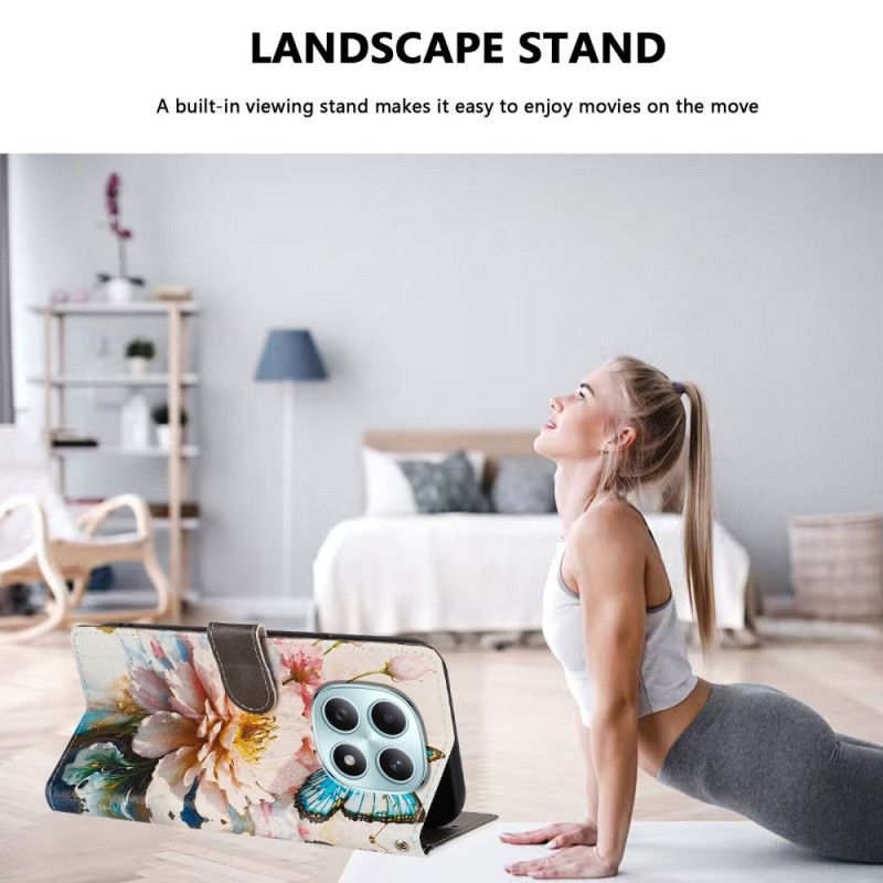 Folio Deksel Til Xiaomi Redmi Note 15 5g Sommerfugl Og Blomster