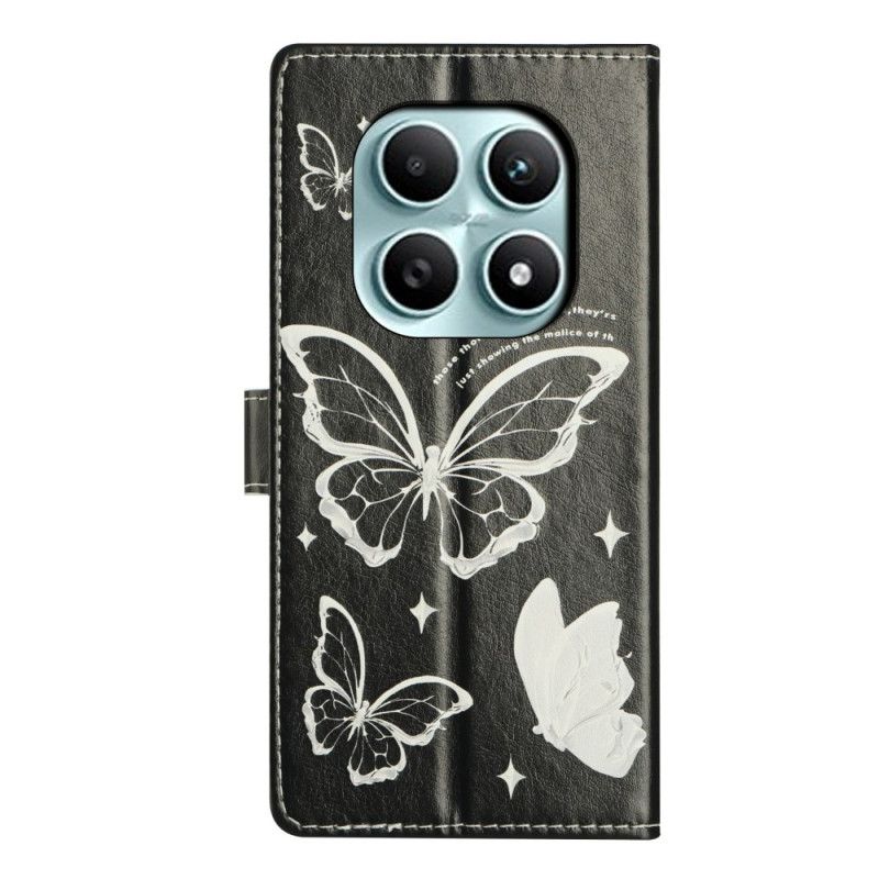 Folio Deksel Til Xiaomi Redmi Note 15 5g Svarte Og Hvite Sommerfugler