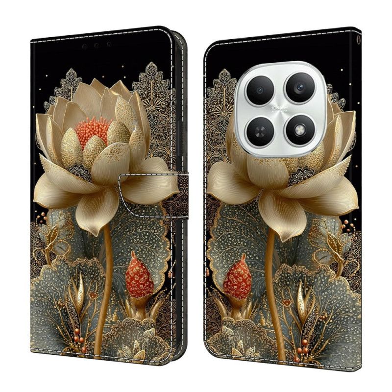 Folio Deksel Xiaomi Redmi Note 15 5g Gyllen Lotus Beskyttelse Deksel