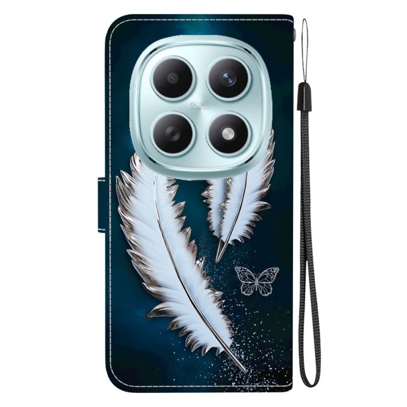 Folio Deksel Xiaomi Redmi Note 15 5g Hvite Fjær Beskyttelse Deksel