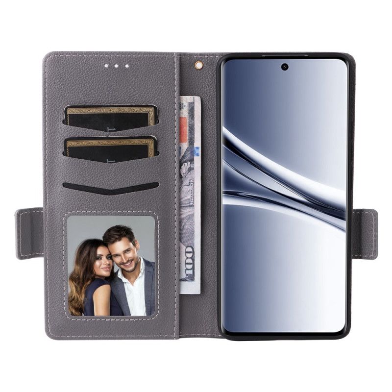 Folio Deksel Xiaomi Redmi Note 15 5g Litchi-teksturert Med Stropp Beskyttelse Deksel