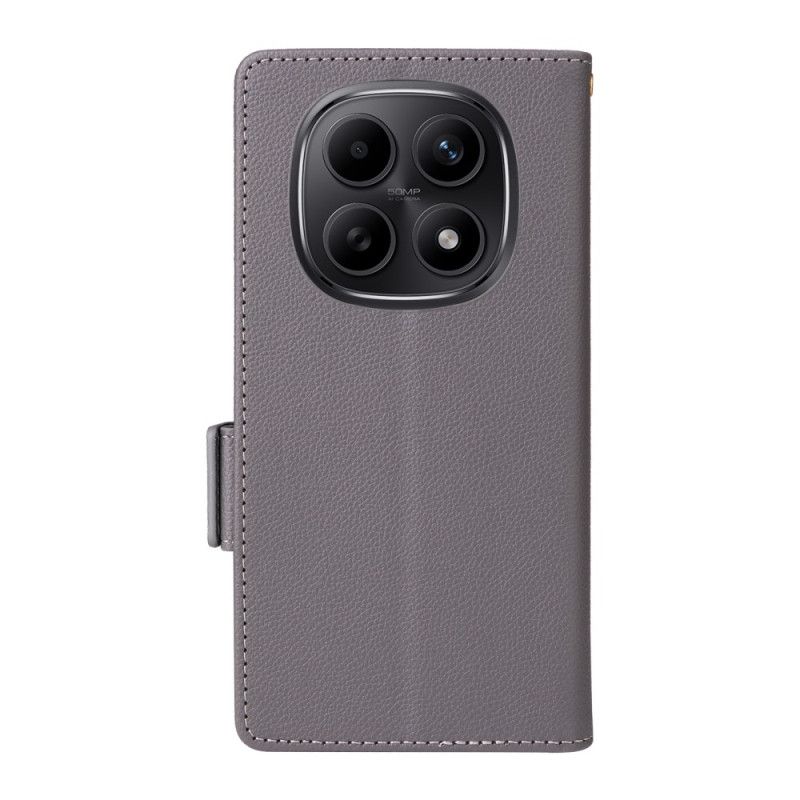 Folio Deksel Xiaomi Redmi Note 15 5g Litchi-teksturert Med Stropp Beskyttelse Deksel
