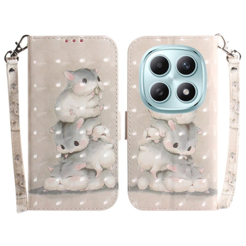 Lærdeksel Folio Deksel Xiaomi Redmi Note 15 5g Hamstere Med Snor