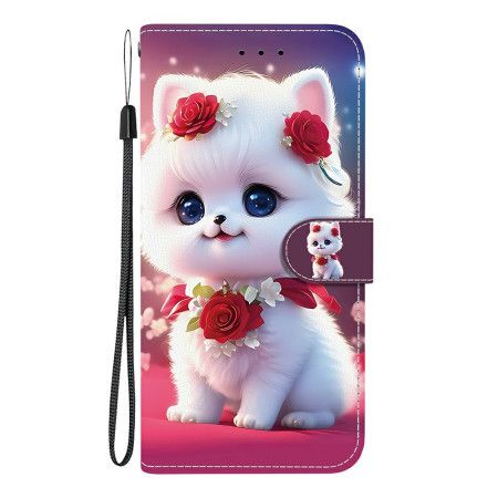 Lærdeksel Folio Deksel Xiaomi Redmi Note 15 5g Mobildeksel Katt Og Roser