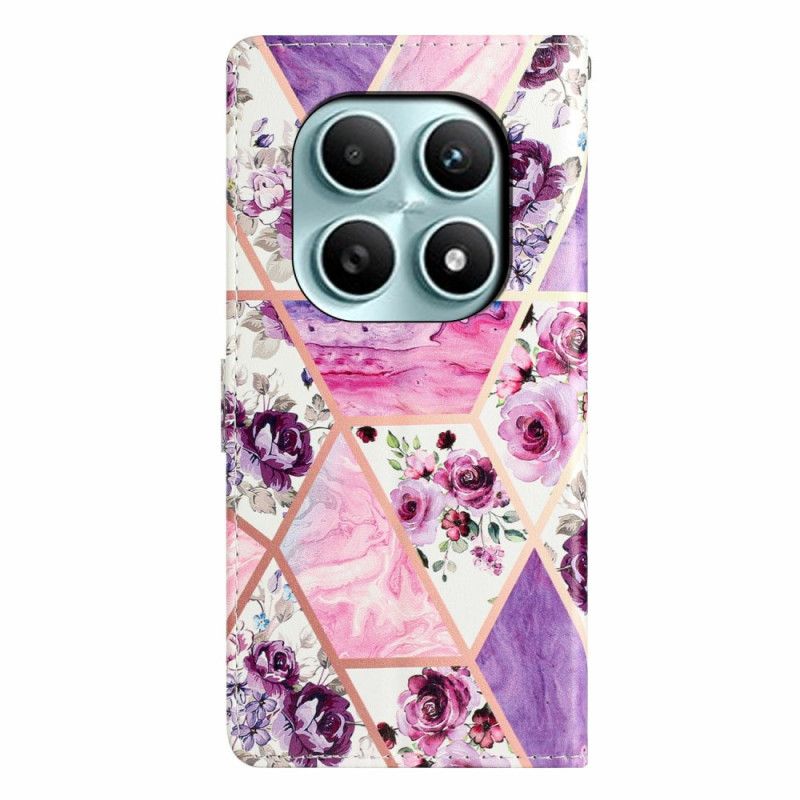 Lærdeksel Folio Deksel Xiaomi Redmi Note 15 5g Mobildeksel Lilla Marmor