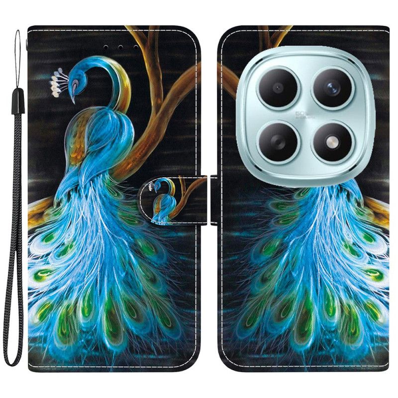 Lærdeksel Folio Deksel Xiaomi Redmi Note 15 5g Mobildeksel Påfugl