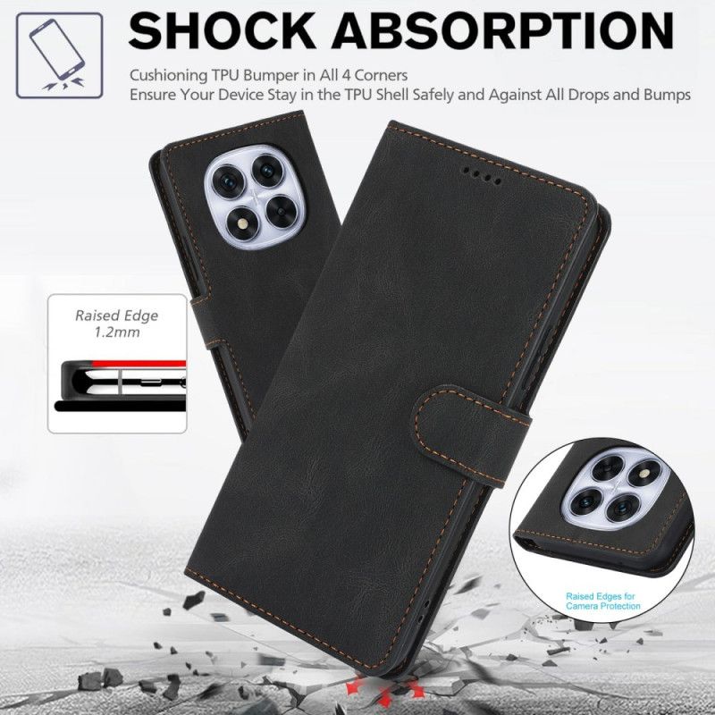 Lærdeksel Folio Deksel Xiaomi Redmi Note 15 5g Mobildeksel Retro Semsket Skinn-effekt