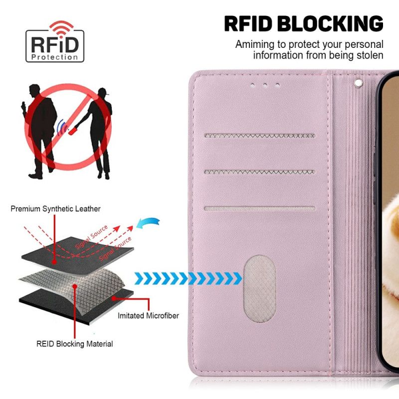 Lærdeksel Folio Deksel Xiaomi Redmi Note 15 5g Mobildeksel Rfid Blokkering Og Kattungemønster
