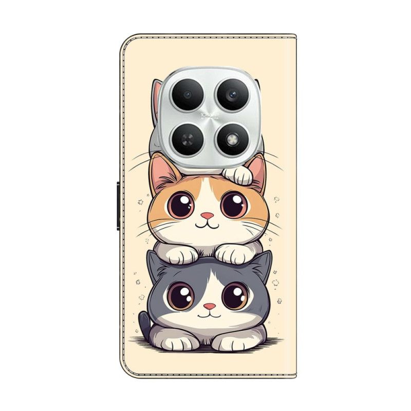 Lærdeksel Folio Deksel Xiaomi Redmi Note 15 5g Mobildeksel Stablede Katter