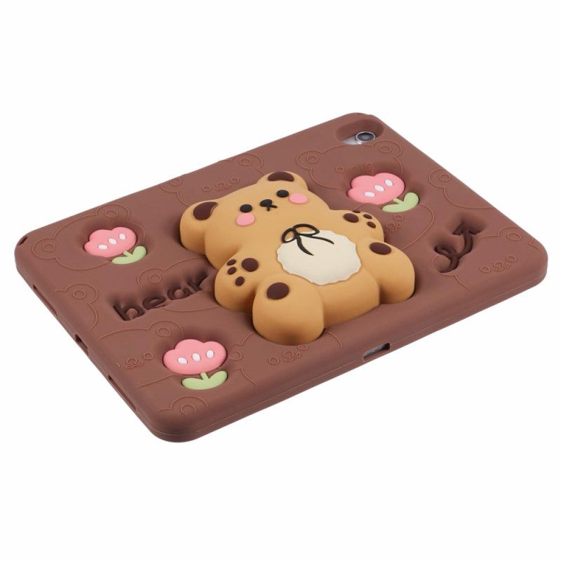 Case Etui iPad (2025) Mobildeksel Teddybjørnstativ Og Tulipanmønster