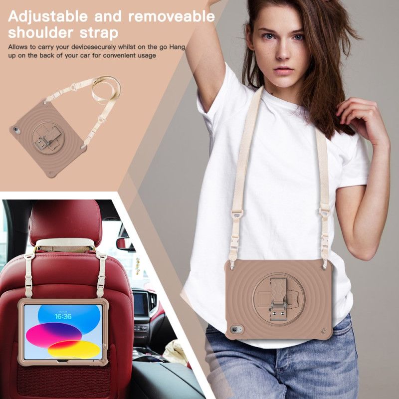 Deksel iPad (2025) 360-graders Roterende Stativ Og Skulderstropp Beskyttelse Deksel