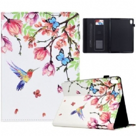 Etui iPad (2025) Blomster- Og Fuglemønster