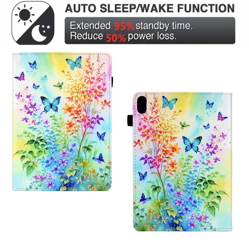 Etui iPad (2025) Blomster Og Sommerfugler