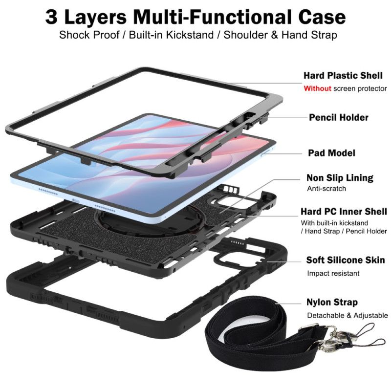 Deksel Til Xiaomi Pad 7 / 7 Pro Ultraslitesterkt Med Stativ Og Skulderstropp