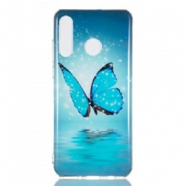Deksel Til Huawei P30 Lite Fluorescerende Blå Sommerfugl