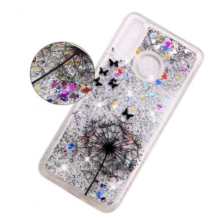 Deksel Til Huawei P30 Lite Transparente Løvetann Svart Glitter