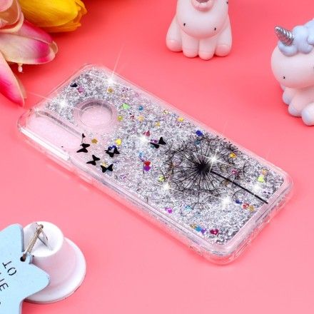 Deksel Til Huawei P30 Lite Transparente Løvetann Svart Glitter