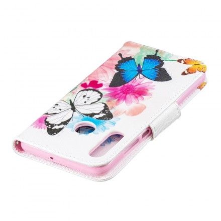 Folio Deksel Til Huawei P30 Lite Malede Sommerfugler Og Blomster