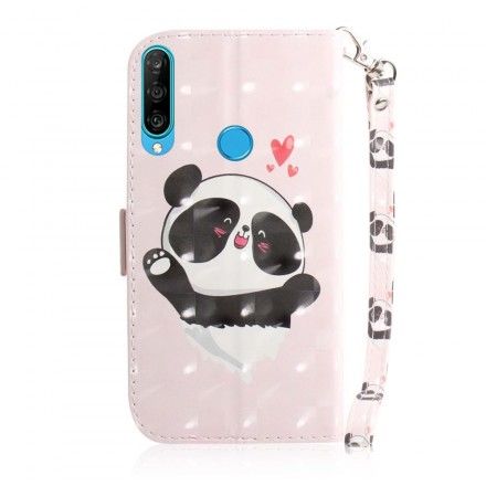 Folio Deksel Til Huawei P30 Lite Med Kjede Panda Love Med Stropp