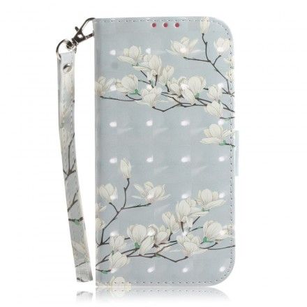 Folio Deksel Til Huawei P30 Lite Med Kjede Thong Flower Tree