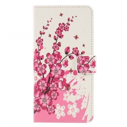 Lærdeksel Til Huawei P30 Lite Tropiske Blomster