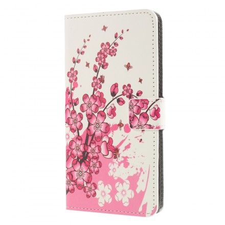 Lærdeksel Til Huawei P30 Lite Tropiske Blomster