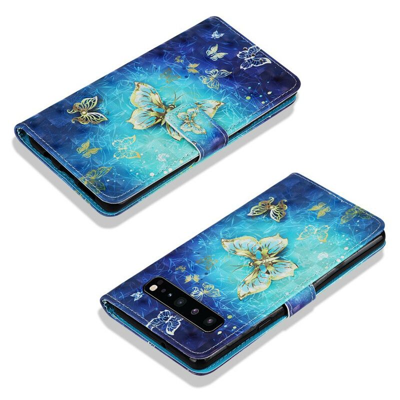 Lærdeksel Til Samsung Galaxy S10 5G Gylne Sommerfugler