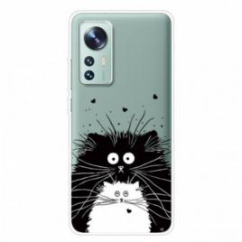 Deksel Til Xiaomi 12 Pro Silikon Svarte Og Hvite Katter