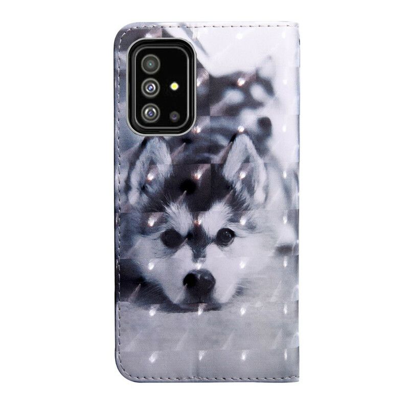 Folio Deksel Til Samsung Galaxy A51 Svart Og Hvit Hund