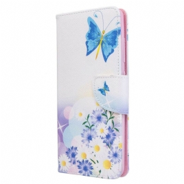 Lærdeksel Til Samsung Galaxy A51 Malede Sommerfugler Og Blomster