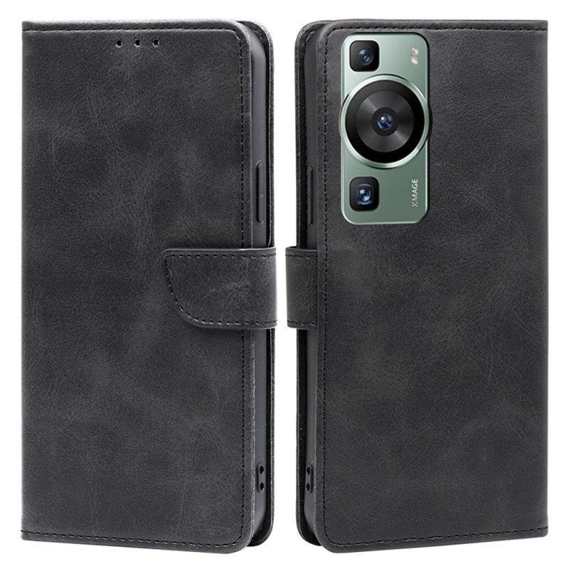 Folio Deksel Til Huawei P60 Pro Kalvtekstur