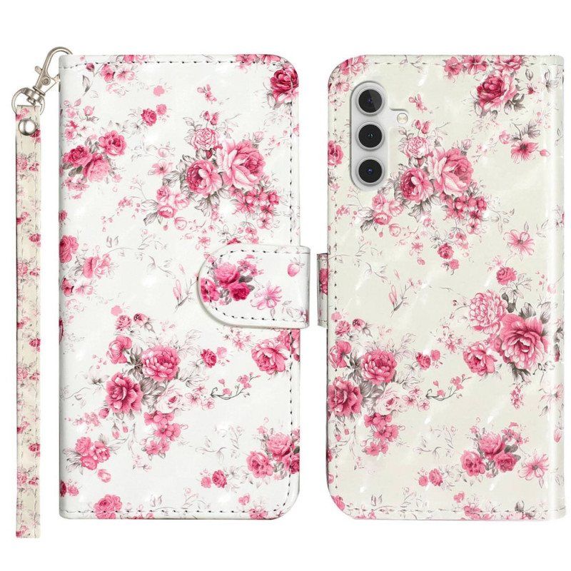 Folio Deksel Til Samsung Galaxy A14 / A14 5G Med Kjede Stropp Liberty Flowers