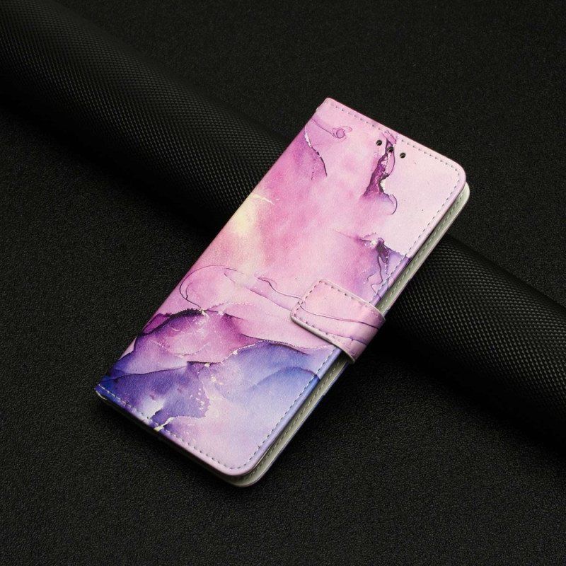 Folio Deksel Til Samsung Galaxy M13 Marmor Med Snor