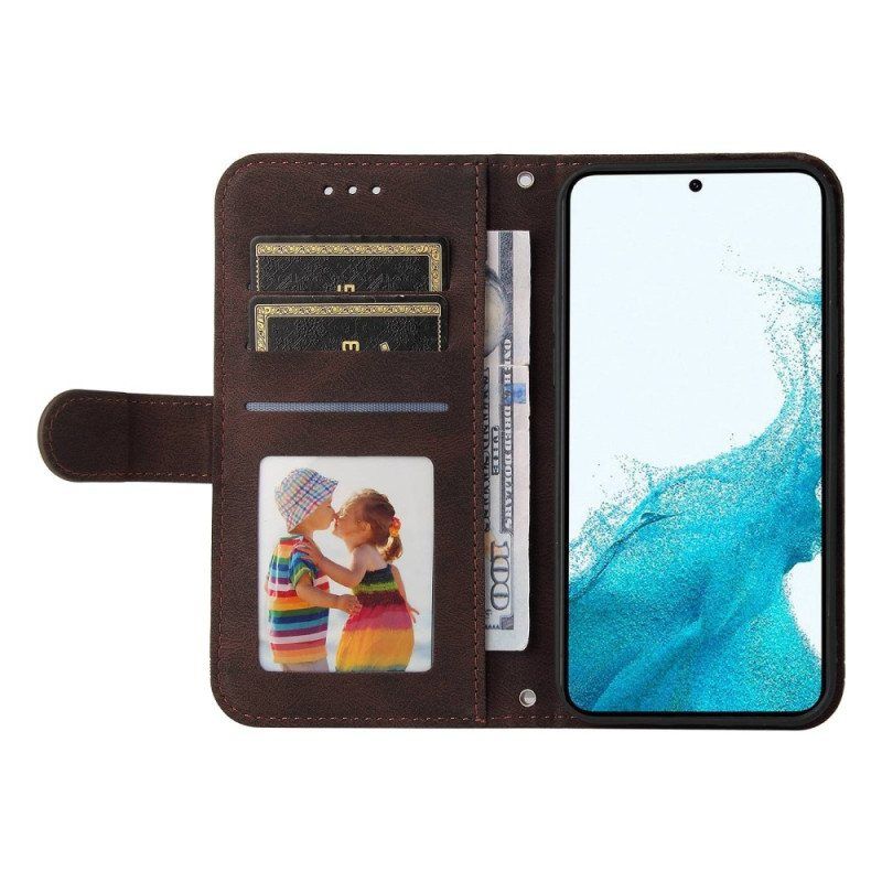 Folio Deksel Til Samsung Galaxy S23 Plus 5G Skinnstil Med Dekorativ Nagle