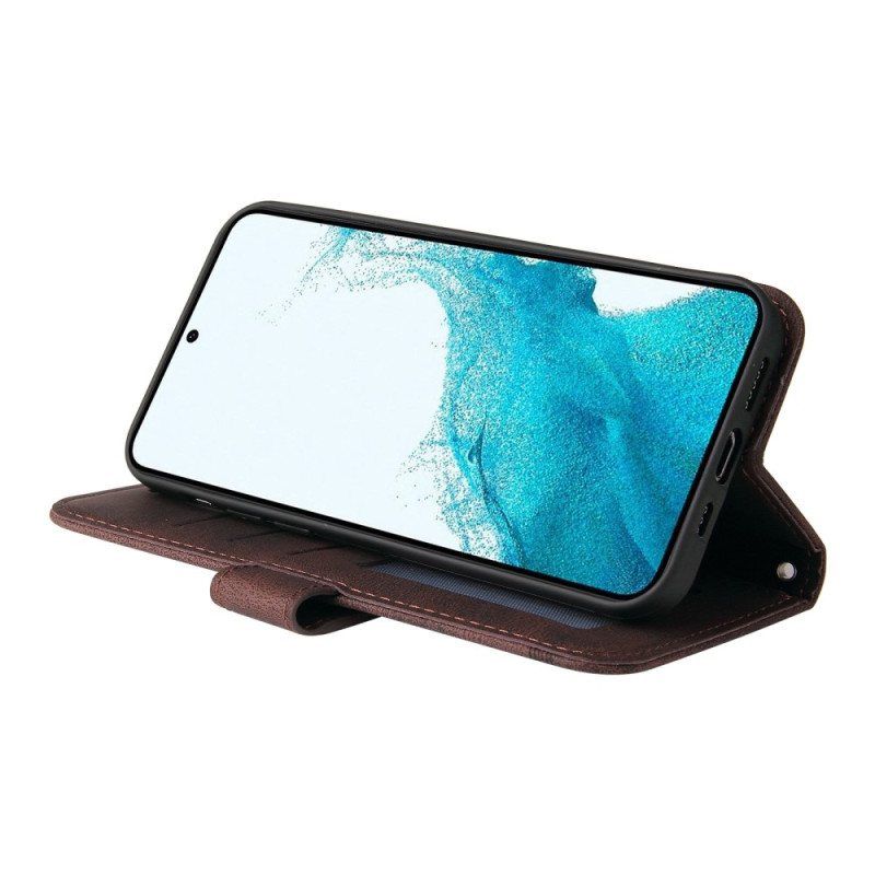 Folio Deksel Til Samsung Galaxy S23 Plus 5G Skinnstil Med Dekorativ Nagle