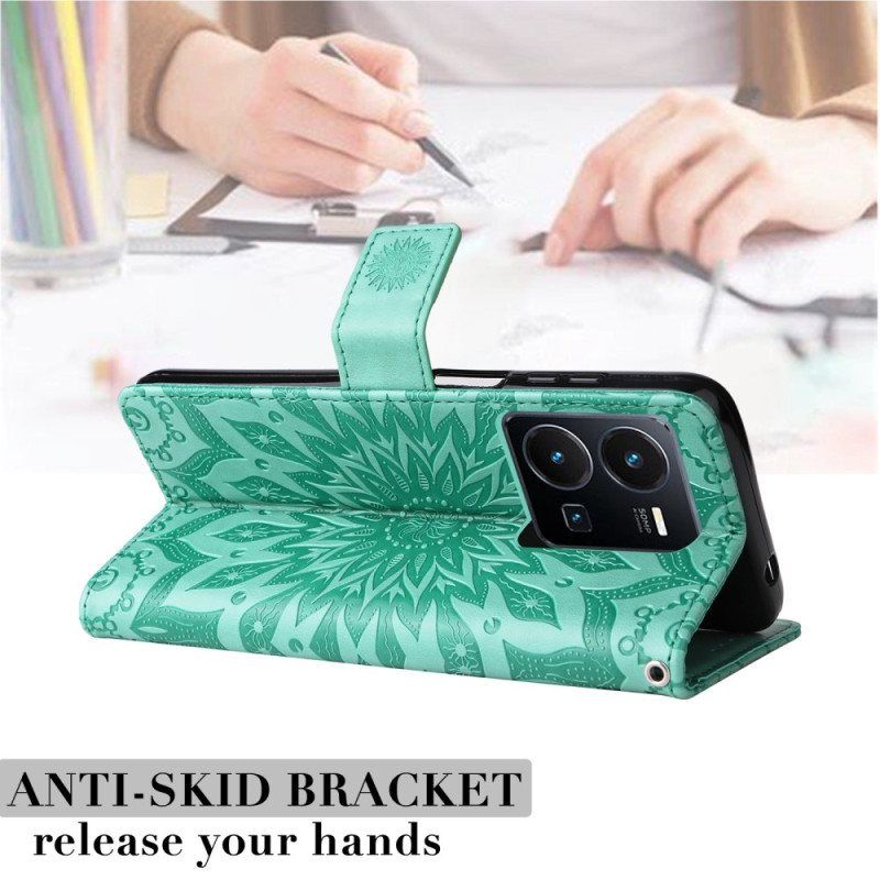 Folio Deksel Til Vivo Y35 Mandala Sun Med Snor