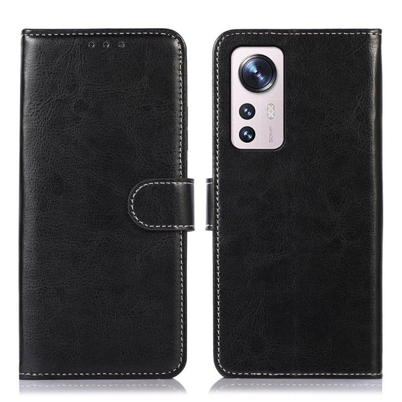 Folio Deksel Til Xiaomi 12 Pro Couture Skinneffekt